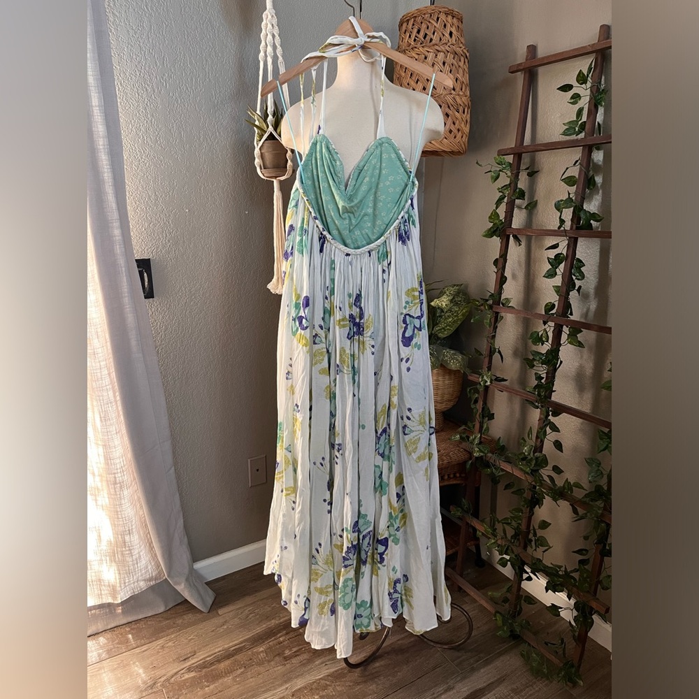 ▪️ Free People Flora Fabuloso Halter Tropical Braided Details Maxi Dress M - Picture 7 of 9